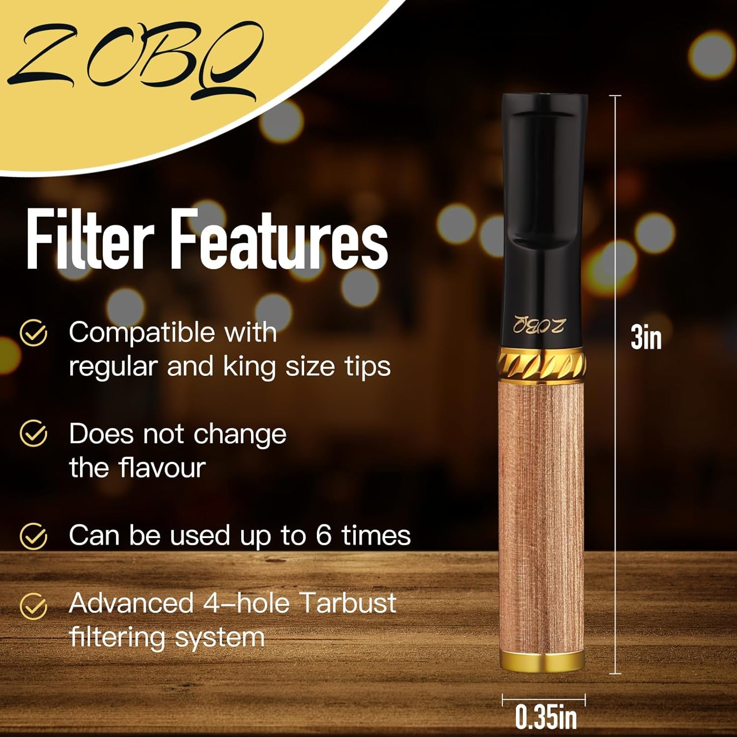 Reusable and Washable Cigarette Filter,Handcrafted Solid Wood and Food-Grade Plastic, Gift for Boyfriend, Father, with Wooden Gift Box,Perfect for Smokers,Cigarette Filter Reduces Tar and Nicotine