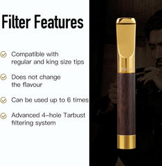 Reusable and Washable Cigarette Filter Tips Mouthpiece,Handcrafted Solid Wood and Metal Smoking Cigarette Filter,Never Fade，Suitable for Coarse, Fine，Medium, Birthdays, Christmas, Father Day Gift