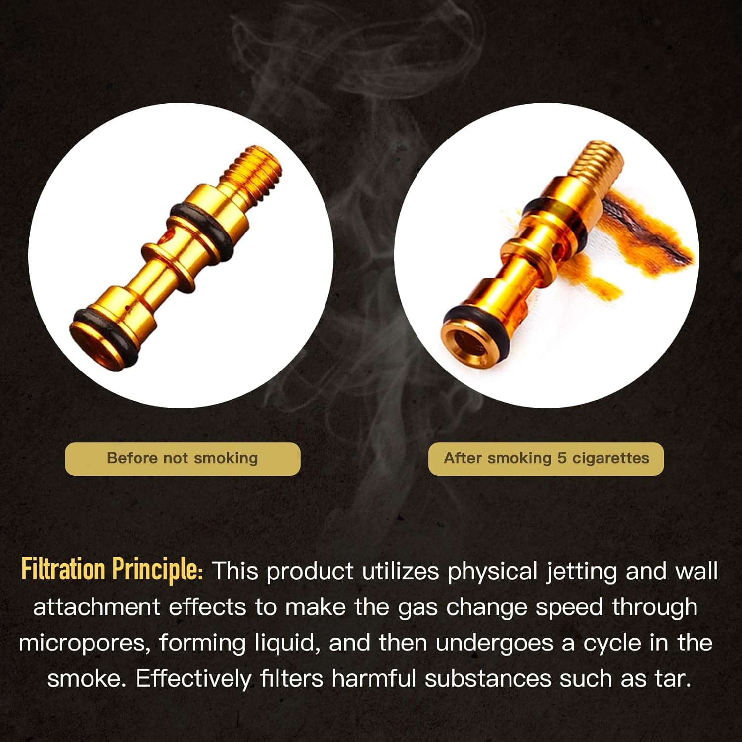 Reusable and Washable Cigarette Filter,Handcrafted Solid Wood and Food-Grade Plastic, Gift for Boyfriend, Father, with Wooden Gift Box,Perfect for Smokers,Cigarette Filter Reduces Tar and Nicotine