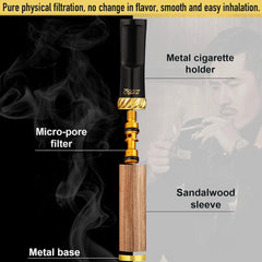 Reusable and Washable Cigarette Filter,Handcrafted Solid Wood and Food-Grade Plastic, Gift for Boyfriend, Father, with Wooden Gift Box,Perfect for Smokers,Cigarette Filter Reduces Tar and Nicotine